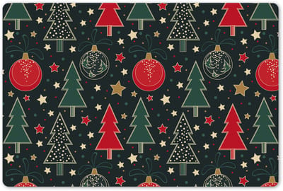 Placemats 45x30 cm - Placemat kunststof - 1 stuk - Illustratie - Kerst - Sterren - Groen - Borden onderleggers - Decoratie voor op tafel - Keuken tafeldecoratie accessoires - Vinyl onderlegger - Tafelversiering