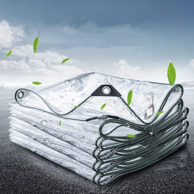 Transparant pvc-kunststofzeil, geweven zeil, waterdicht afdekzeil met ogen, luifels en dekzeilen, voor tuinmeubelen, zwembad, auto, waterdicht & scheurbestendig zeil, 365 g/m² (0,7 x 1,4 m/2,3 x 4,6 ft)