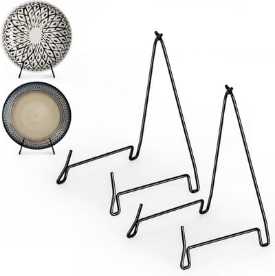 2 Stuks Presentatiestandaard voor Schalen, 10 Inch Metalen Plate Stand, Geschikt voor Diepe Schalen en Borden, Fotopresentatie, 15.7 x 17.5 x 26cm, Ideaal voor Feestjes en Evenementen
