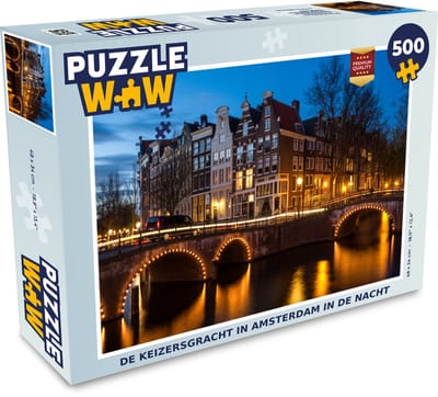 Puzzel De Keizersgracht in Amsterdam in de nacht - Legpuzzel - Puzzel 500 stukjes