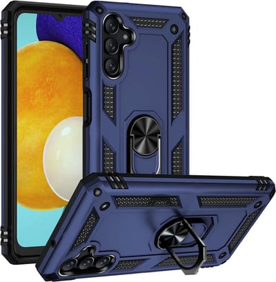 Anti-Shock Hybrid Ring Armor Hoesje Geschikt voor: Samsung Galaxy A24 / Galaxy A25 - Blauw
