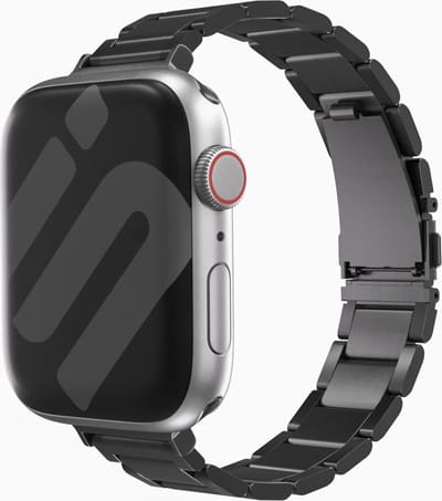 Strap-it Luxe 'slim' metalen band - geschikt voor Apple WatchSeries 1/2/3/4/5/6/7/8/9/10/11/SE/SE2/SE3/Ultra (2/3) - slank RVS stalen bandje voor de iWatch maat: 44mm / 45mm / 46mm / 49mm - zwart