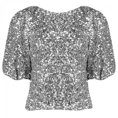 Harper & Yve Marsja-ls Tops & T-shirts Dames - Shirt - Zilver - Maat XS