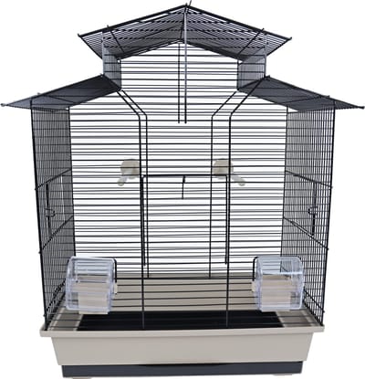 Interzoo Vogelkooi - Complete vogelkooi - Vogelkooien - Vogelkooien voor binnen - 51x30x60,5cm - Zwart / Beige