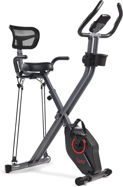 Opvouwbare Hometrainer - Magnetische Fiets - Thuis Trainen - 14 Weerstandsniveaus - 300 Lbs Capaciteit - Donkergrijs