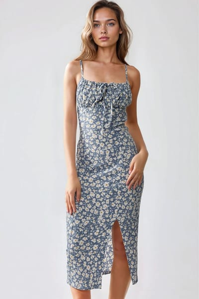 Alldoor Bloemenprint Lichaamsnauwsluitende Midi-jurk met Splits
