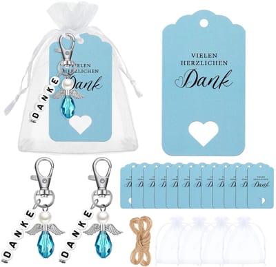 Dailygoods- Bedankgeschenken 30 stuks - Engel Geschenken - Cadeaulabels met Koord - Organza Zakjes - Doopgeschenken - Compleet Pakket - Cadeaus