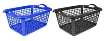 HL - Wasmand - Wasmanden - Set - 2 stuks - 45 liter - 58 x 43 x 29 cm - Blauw & Antraciet.