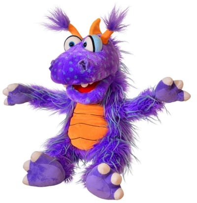 Handpop Living pupptes Ratschepu monster paars 40cm