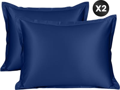 DIVERZA Satijnen Kussenslopen - Set van 2 kussenslopen - Glanzend en Zachte Satijnen Stof - 60x70cm - Donkerblauw