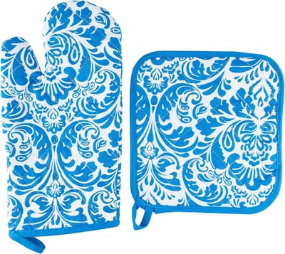 Ovenwanten Set - Pannenlappen - Veilig Koken - Gewatteerd Ontwerp - 2 stuks - Blauw