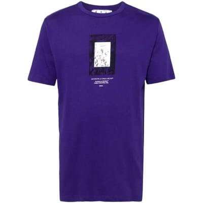 Off White Heren Spiegel T-Shirt (Paars)