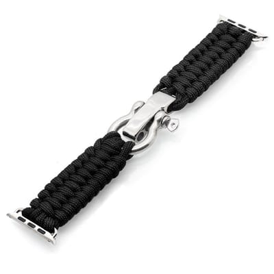 DrPhone BND1 - Fashion Band - Nylon – Touw Design - Geschikt voor IOS Smartwatch - 42/44/45 MM - Zwart