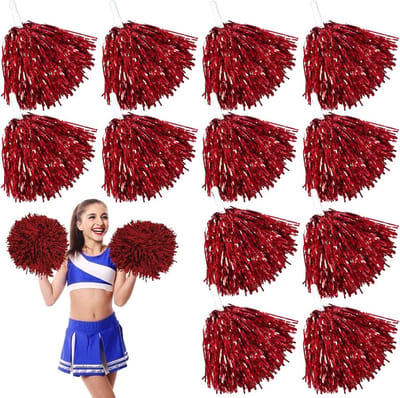 Solidchoice - Set van 12 Cheerleading Pompoms in Rood