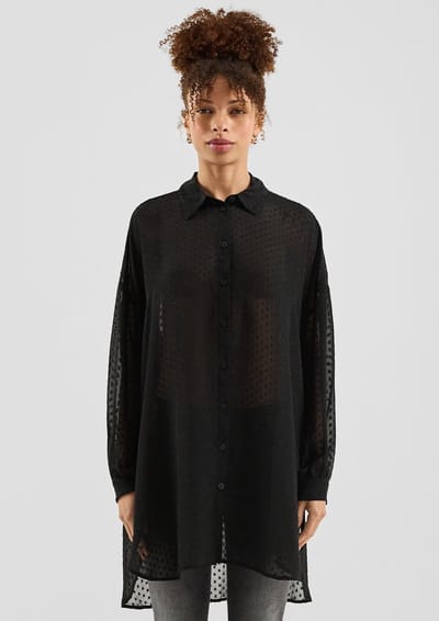 Lange lichtdoorlatende blouse dames QS