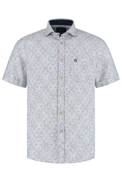Fellows United Fellows United Korte Mouw Overhemd August Linen Navy  2XL