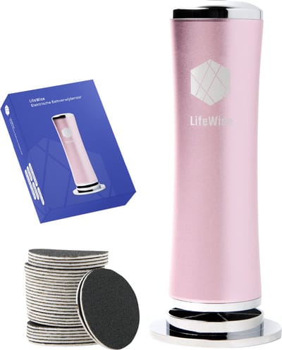 LifeWise® Elektrische Eeltverwijderaar - 60 Vervangbare Schuurpads - Hygiënisch - Netstroom Adapter - Voetvijl - Eeltvijl voor Voeten - Roze