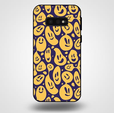 Smartphonica Telefoonhoesje voor Samsung Galaxy S10E met smiley opdruk - TPU backcover case emoji design - Paars Geel geschikt voor Samsung Galaxy S10E