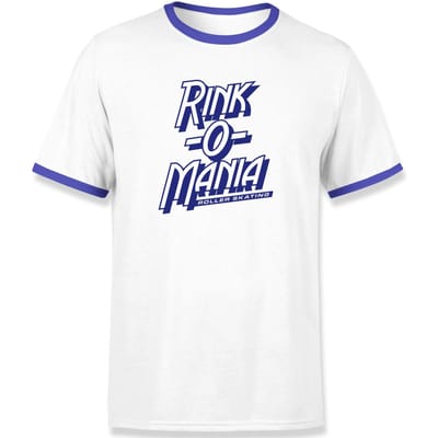 Stranger Things Rink-O-Mania Unisex Ringer T-shirt - Wit/Blauw - S