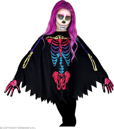 Skelet poncho meerkleurig kinderen