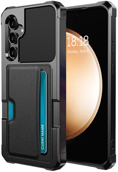 YPCd Pasjeshouder Hoesje Geschikt voor Samsung Galaxy S24 Plus – Shockproof Backcover met Kaartvak voor 2 Pasjes – PU Leren telefoonhoesje met Standfunctie & Magneet voor Autohouder – Zwart