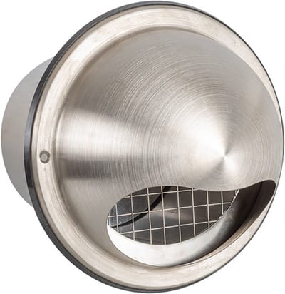 RVS bolrooster met terugslagklep+grofmazig gaas Ø150mm