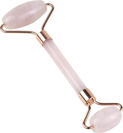 Oolaboo Rose Quartz Beauty Roller in Luxury Black Pouch 8x20cm