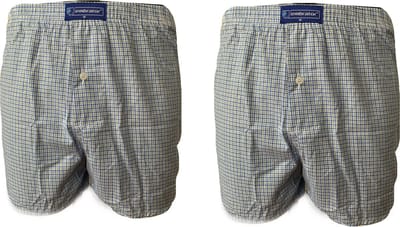 Embrator 2-stuks mannen Boxershort geweven katoen wit/blauw/oker M