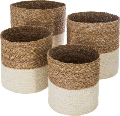 Atmosphera Manden set van 4 - Jute - Naturel - Opbergmanden - bloempot - 4 stuks