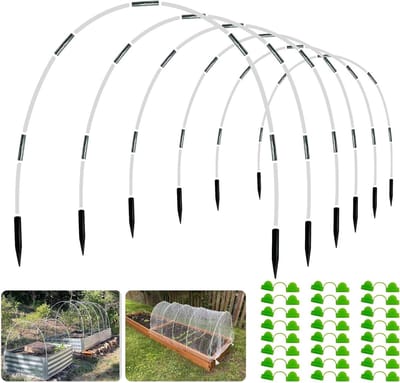 Tuin Hoepels Set - Plant Tunnel - Gewas Beschermen - Fiberglass Frame - 36 Stuks - Wit