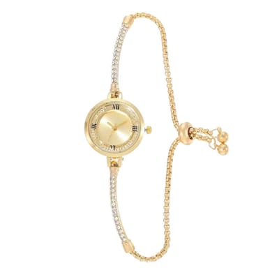 Dameshorloge - Als Gouden Armband - Goud en Diamonds - RVS