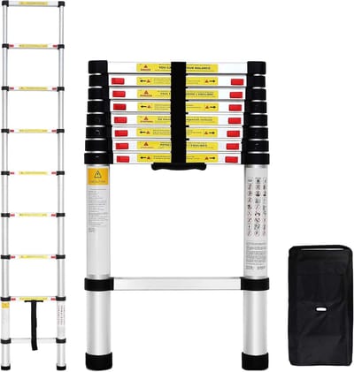 Telescopische ladder - Opvouwbare ladder - Klussen binnen en buiten - Geavanceerd vergrendelingsmechanisme - 26 meter - Zilver