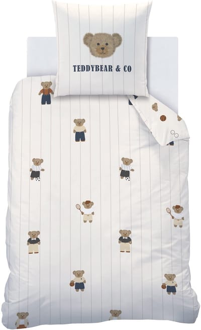 Matt & Rose Dekbedovertrek, Teddy Bear - Eenpersoons -140 x 200 + 63 x 63 cm - Katoen