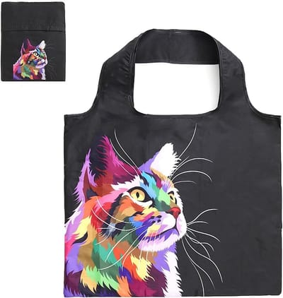 Grote Vouwbare Dierenprint Shoppen Tas, 50 x 40 cm, Herbruikbaar, Scheurvast, Lichtgewicht, Ideaal voor Winkelen en Reizen