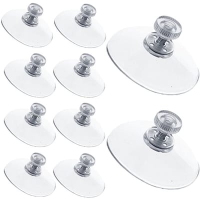 10 Stuks Zuignap met schroefdraad - 50MM M4x10 - Zuignap met haak alternatief voor raamfolie - zuignappen zonwering - Transparante zuignap haakjes - moer – bout - glas - ophanghaken