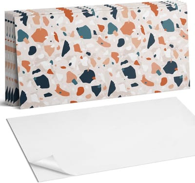 Coloray Plaktegels - Abstract steenpatroon Wandtegel Zelfklevend - 60 cm x 30 cm - Romig Plaktegels - 6 stuks - Rechthoek PVC Tegels - Plaktegels Keuken - Zelfklevende Vloertegels Badkamer - Vinyl Tegels - Zelfklevende Wandtegels