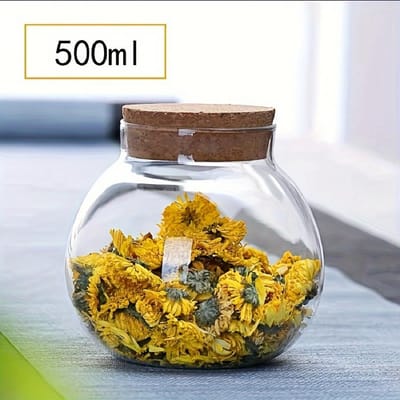 500ML Transparante Glazen Voorraadbus, Ronde Decoratieve Kleine Container Pot voor Koffie, Specerijen, Snoep, Zout, Koekjes, Smaakmakers, Suiker gray