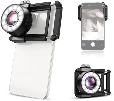 DrPhone Apex Ultra 120X Observatielens – Professionele Macro & Edelsteen Lens – 19 Lichtmodi – UV 395nm – Smartphone & Handheld 2-in-1 – Incl. Telefoonhouder - Zwart