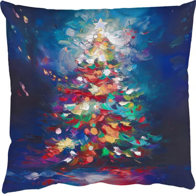 Sierkussens - Kussentjes Woonkamer - 50x50 cm - Kerstboom - Kerst - Abstract - Kleurrijk - Kerstdecoratie voor binnen - Kerstversiering woonkamer decoratie - Kerstmis versiering in huis - Christmas decorations - Kerstaccessoires