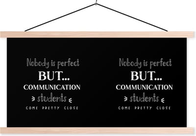 Posterhanger incl. Poster 120x60 cm - Schoolplaat - Quote - Communicatie - Student - Textielposter - Blanke latten