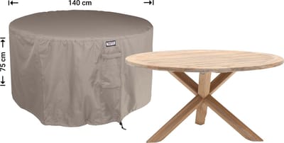 Raffles Covers Beschermhoes ronde tuintafel - ⌀ 140 H: 75 cm - RROUNDT140 - Waterdicht - Ademend - UV-bestendig - Elastisch rijgkoord - Beschermhoes tuinmeubelen - Tuintafelhoes