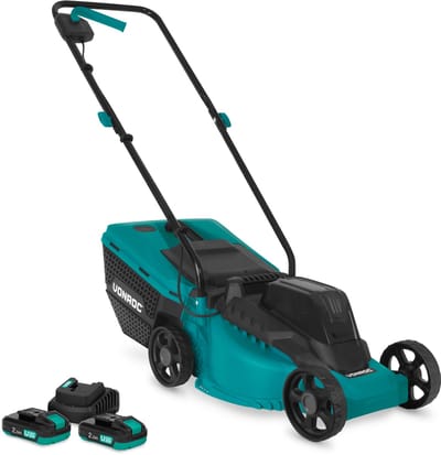 VONROC Accu Grasmaaier 20V – 32 cm maaibreedte - Borstelloze motor - Drie instelbare maai-hoogtes: 30/50/70 mm - Incl. 30L Opvangbak - Incl. 2x 2.0Ah Accu en snellader