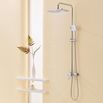 Auralum max Doucheset - Regendouche Set - Hoofddouche & Handdouche - Verstelbare Regendouche - Douchekolom met Hoofddouche en Vierkante Douchekop 26x19cm