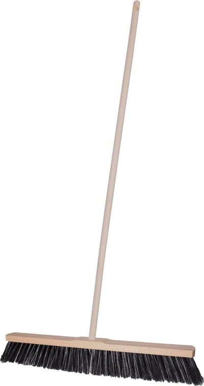 Brumag Straatbezem Terrasmaster voor buiten terras tegels en klinkers - Harde bezemkop 59 cm breed - Houten steel van 120 cm