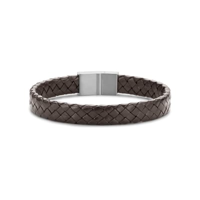 Frank 1967 bracelet dark brown braided leather 20cm ips