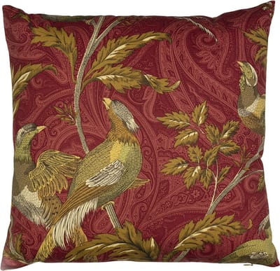 Kussen geweven paisley vogel rood 45x45cm