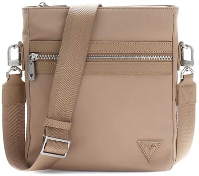 GUESS schoudertas Berlin Crossbody Flat Sand Lichtbruin