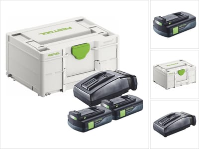 Festool energieset 2x BP 18 Li 3,0 C accu 18 V 3,0 Ah / 3000 mAh Li-Ion ( 2x 577658 ) + TCL 6 oplader ( 201135 ) + Systainer