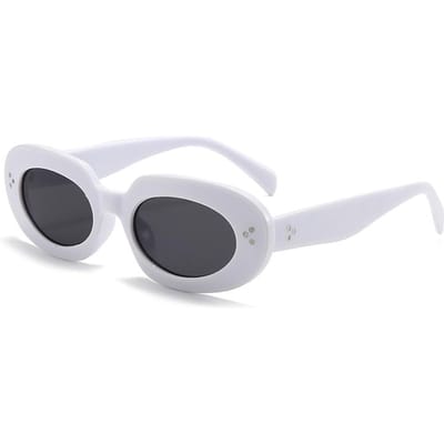 nieuwe ovale full frame modieuze trendy zonnebril eenvoudig uniseks ontwerp MN5687 voor mannen en vrouwen white