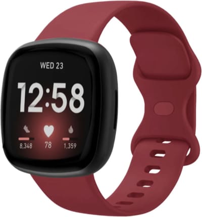 MY PROTECT - Siliconen Bandje - Geschikt Voor Fitbit Versa 3 / Fitbit Versa 4 / Fitbit Sense / Fitbit Sense 2 - Maat L - Wijnrood